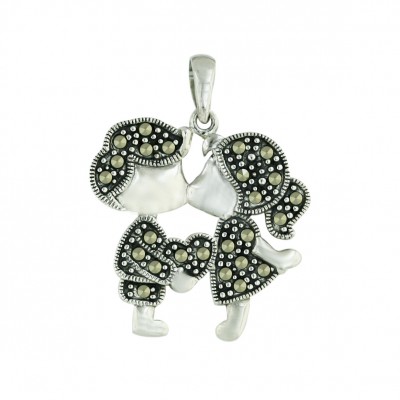 Marcasite Pendant Pave Marcasite Boy+Girl Kissing