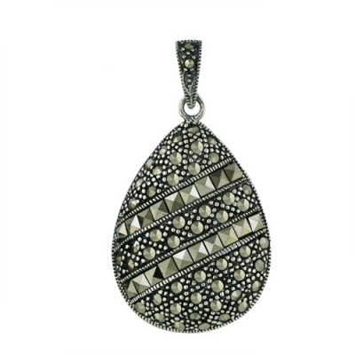 Marcasite Pendant Plain Marcasite 20-25mm Tear Drop with Square Marcasite