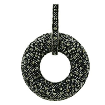 Marcasite Pendant Plain Puff Donut Huge Bell