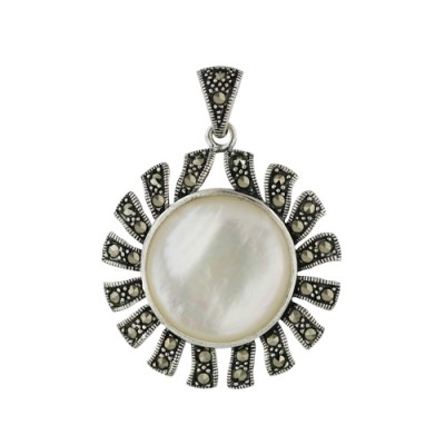 Marcasite Pendant Marcasite Sun Design 20mm Flat Round Mo