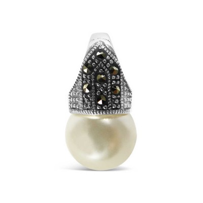 Marcasite Pendant 12mm Faux Pearl with Marcasite Top