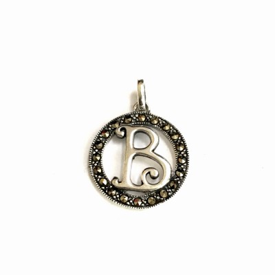 Marcasite PENDANT INITIAL B MARCASITE AROUND CIRCLE-6M-1924Z-B