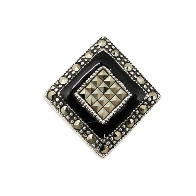Marcasite Slider Black Square Cut
