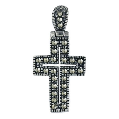 Marcasite Pendant Open Cross with Open Bail