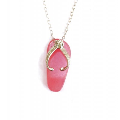 Sterling Silver Pendant Red Jade Flip Flop