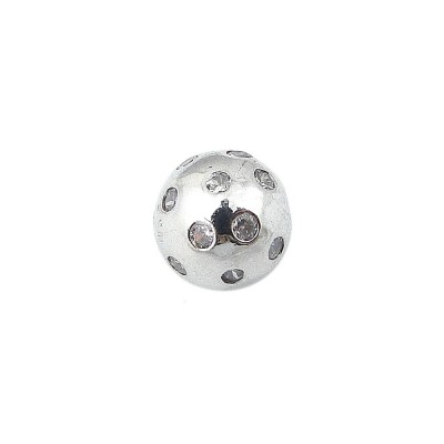 SS Pdnt Clr Cz Fireball***Silver Plate, Clear