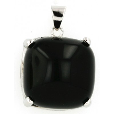 Sterling Silver Pendant Cabochon Onyx Cushion Dome