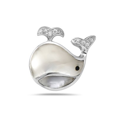 Sterling Silver Pendant White Mother of Pearl Whale