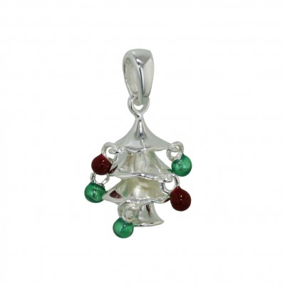 Sterling Silver Pendant Red Epoxy#16+Green Epoxy#43 Ball on Christ