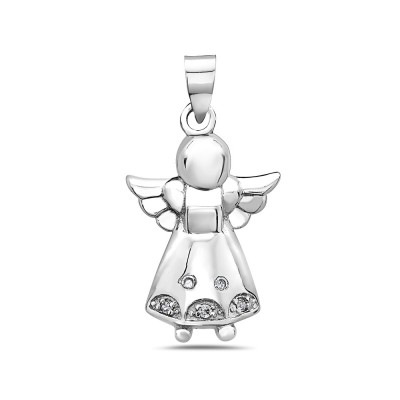 Sterling Silver Pendant Clear Cubic Zirconia Fairy Angel
