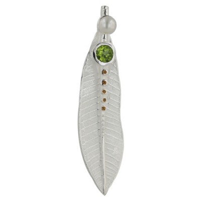 Sterling Silver Pendant 71X17mm 6mm White Freshwater Pearl with 7mm P