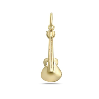 Sterling Silver Pendant Plain Gold Plated Guitar--Rhodium Plating/Nickle Free--