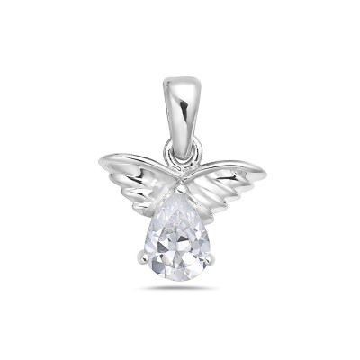 Sterling Silver Pendant Angel Tear Drop Cubic Zirconia Size 8X6mm