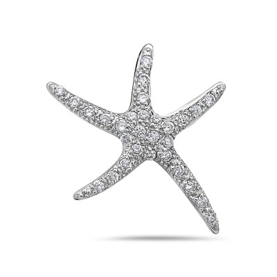 STERLING SILVER PENDAQNT STARFISH PAVE CUBIC ZIRCONIA 25 MM