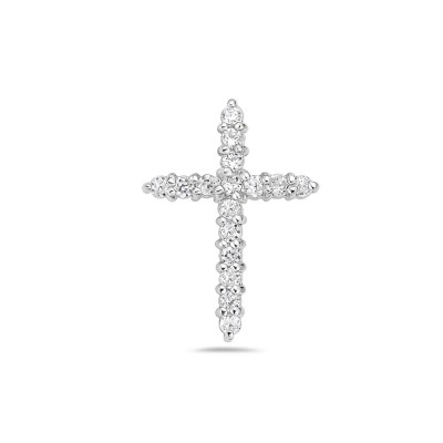 Sterling Silver Pendant Clear Cubic Zirconia Cross
