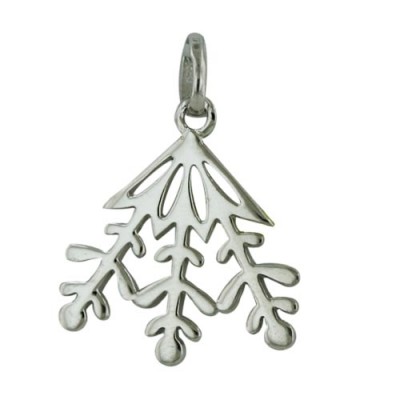 Sterling Silver Pendant Open 1/4 Snowflake-Rhodium Plating-
