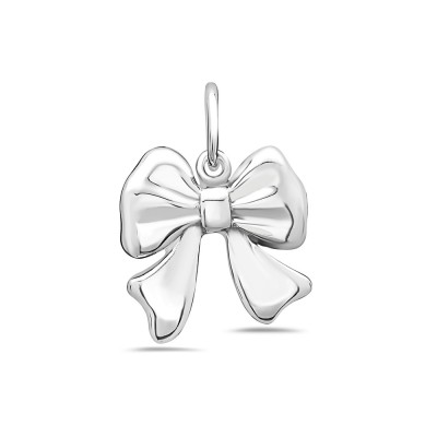 Sterling Silver Pendant Short Round Bow-Rhodium Plating-