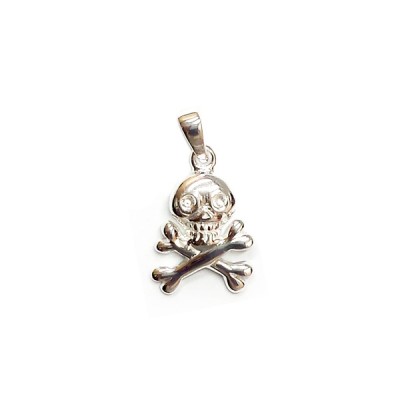 Sterling Silver Pendant Skull and Crossbone with Bail