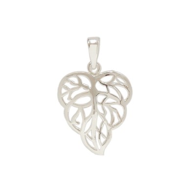 Sterling Silver Pendant Plain Leaf with Open Veins
