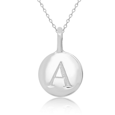 STERLING SILVER PLAIN ROUND CHARM LETTER A