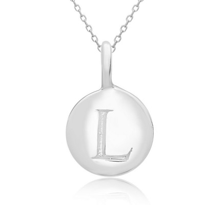 STERLING SILVER PLAIN ROUND CHARM LETTER L