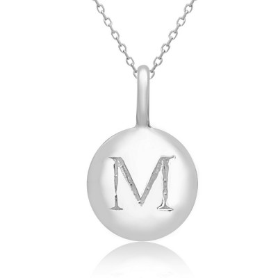 STERLING SILVER PLAIN ROUND CHARM LETTER M