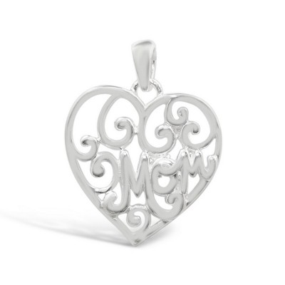 STERLING SILVER PENDANT MOM FILIGREE HEART