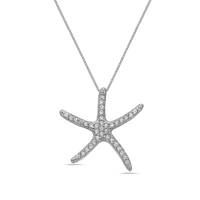 Sterling Silver Pendant Starfish Micropave