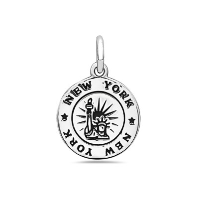 Sterling Silver Pendant Charm With Jumpring-Ny Ny Statue Of Lib