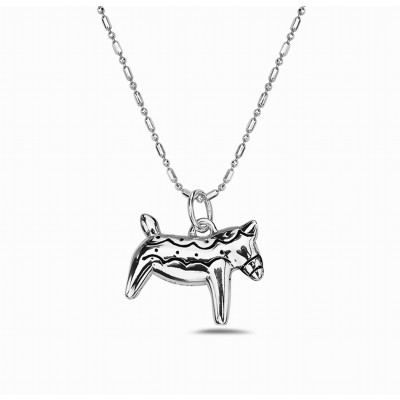 Sterling Silver PENDANT DALA HORSE FACING LEFT WAVING BLACKEN L-6S-5029EX