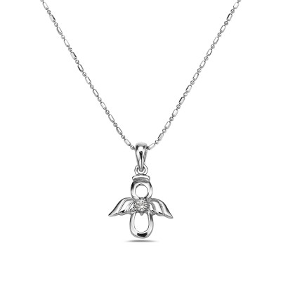 Sterling Silver CHARM PENDANT LITTLE ANGEL SWAROVSKI Cubic Zirconia CENTER-6S-5054CL-SW
