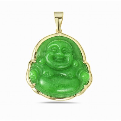 Sterling Silver PENDANT BUDDHA GREEN BURMESE JADE SILVER WRAP A