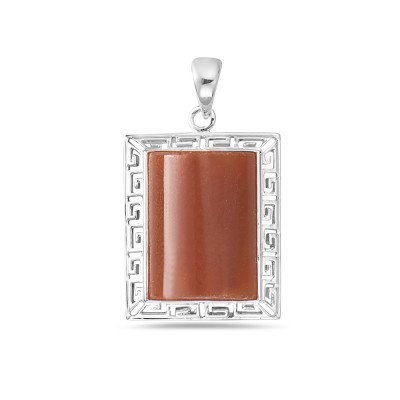 Contour Red Jade 10X18mm with Chinese Details Around
