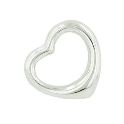 Sterling Silver Pendant 14mm Plain Open Floating Heart--E-Coat