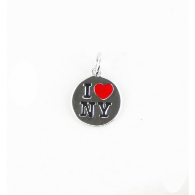 Sterling Silver Pendant Charm With Jump Ring-I Love(Red Heart)