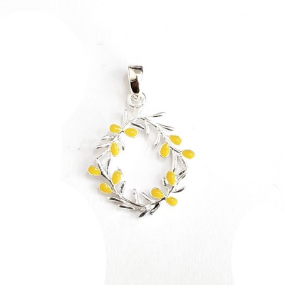 Sterling Silver CHARM WREATH YELLOW ENAMEL