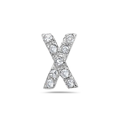 Sterling Silver Pendant Clear Cubic Zirconia Letter X