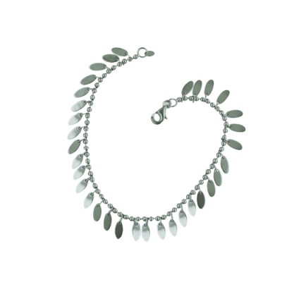 Sterling Silver Anklet Leaf Charms Bead Chain