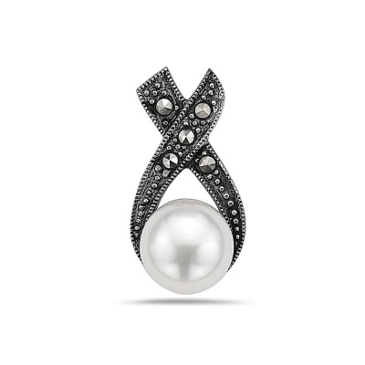 Marcasite Pendant 10Mm+Earring 8Mm Pave Marcasite "X" With White T