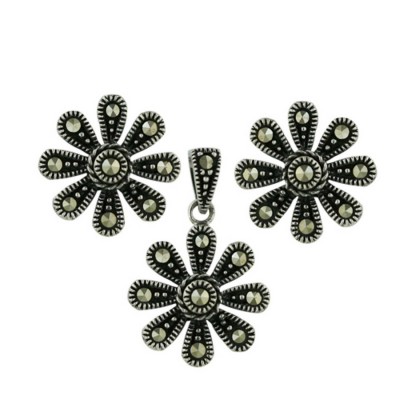 Marcasite Set Daisy Flower