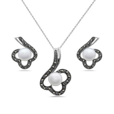 Marcasite Set 7.5mm Fp Open Cloud Design