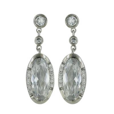 Brass Earg 8X16 Cl Oval Cz With 2 Sided Pave Lined