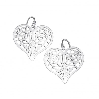 Brass Earg Open Heart Filigree W/Fish Wire