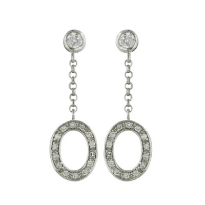 Brass Earg Open Oval Cl Cz Pave Top Round 4Mm Cl C