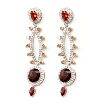 Brass Cl, Ch, Grt, Coffee Cz Dangling Earg, Champagne