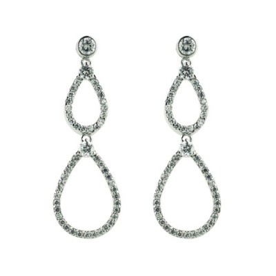 Brass Earring Connecting Teardrop W/ Cl Cz