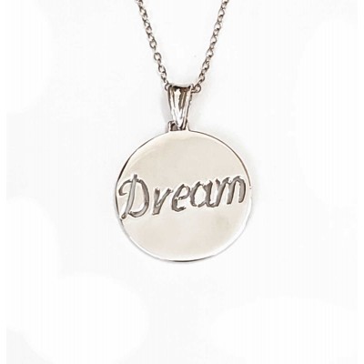 Sterling Silver Necklace Dream Word Cut Out 18 Inches
