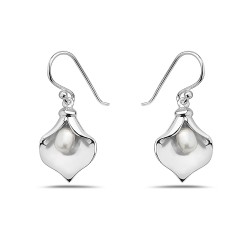 Sterling Silver EARRING DANGLE CALLE LILY WITH FRESH WATER PEAR