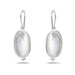 Sterling Silver EARRING OVAL SHAPE MOTHER OF PEARL KIDNEY WIRE