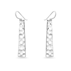 Sterling Silver EARRING DANGLE HAMMER TEXTURE SILVER BAR FISH HOOK